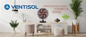 Ventilador Ventisol De Mesa Turbo 50 cm Premium- Preto Cinza