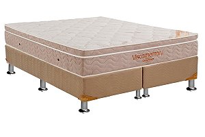 Cama Box Ortobom Viscomemory 1,93 king- Base bege 1,93x203x28 (Espuma Visco elástica, sem molas )