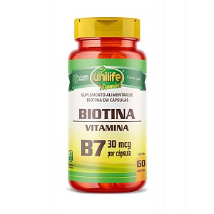 BIOTINA 500MG - VITAMINA B7- 60 CÀPSULAS - UNILIFE