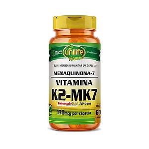 Vitamina K2 130 mcg/cápsula - Menaquinona-7 em cápsulas 500 mg - Unilife
