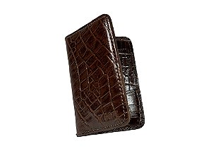 Carteira Masculina Slim de Couro Marrom Cro