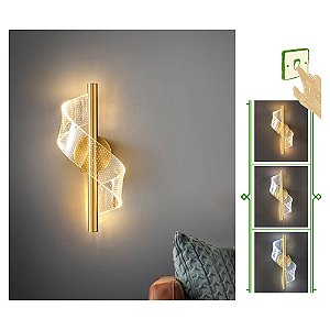 Arandela espiral caracol 5w dourada luz 3/1