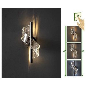 Arandela espiral caracol 5w preta luz 3/1