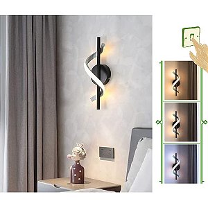 Arandela espiral 10w preta luz 3/1