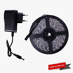 Fita led branco neutro 5050 12v 5m Ip65 + fonte
