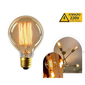 Lâmpada filamento de carbono G80 40w 220v - base E27