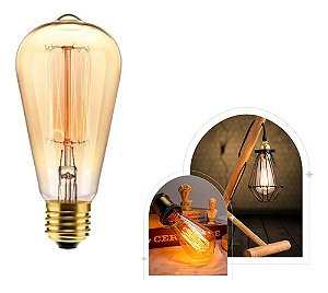 Lâmpada filamento de carbono ST64 40w 110V - base E27
