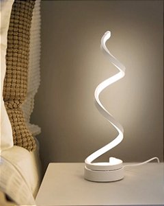 Luminária de mesa 12w espiral branca touch luz 3/1 dimerizável