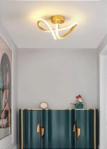 Luminária sobrepor 18w infinito dourada luz 3/1