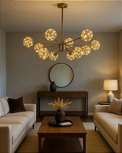 Lustre sputnik 12 globos 60w fios de fada luz 3/1
