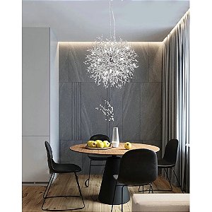 Pendente dente de leão cristal prata 50cm p/ 9LxG9