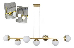 Lustre jabuticaba 7 globos dourado lâmpada g9