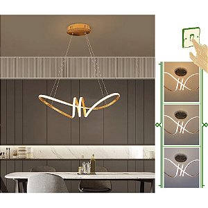 Lustre infinito nó 60w dourado luz 3/1
