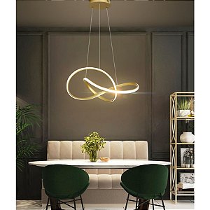 Lustre infinito curvas 50w dourado luz 3/1