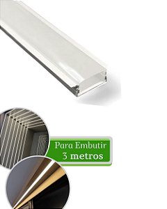 Perfil led 2,4cm para embutir 3m - branco