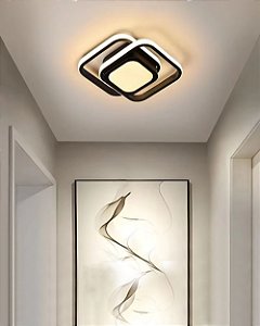 Luminária sobrepor 30w quadrada preta luz 3/1