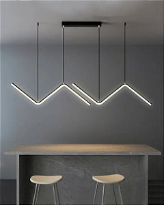 Lustre infinito zig zag 25w preto luz 3/1