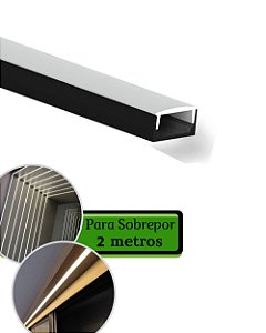 Perfil led 1,6cm para sobrepor 2m - preto