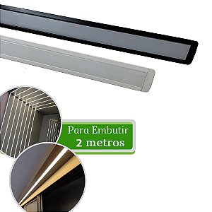 Perfil led 2,4cm para embutir 2m - branco