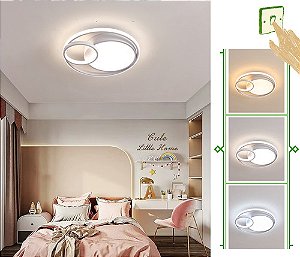 Luminária Moderna De Led Sobrepor Redondo Duplo Eclipse 40w Branco Luz 3/1