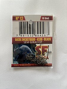 Pc Anzol 4330 Black 12 Encastoado S/g C/10 Sf Pesc