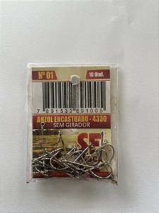 Pc Anzol 4330 01 Encastoado S/g C/10 Sf Pesca