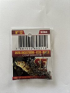 Pc Anzol 4330 Black 12 Encastoado C/g C/10 Sf Pesc