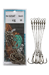 Pc Anzol 12147 3/0 Encastoado C/g C/10 Toatoa Pesc