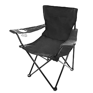Cadeira Dobravel Camping G Porta Copo Preto 120kg