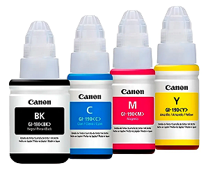 Combo Garrafas de Tinta GI-190 para MegaTank, 4 cores: preto, azul, magenta, amarela