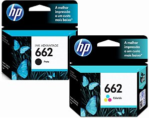 Combo Cartucho de Tinta HP 662 Preto + Colorido Advantage Originais