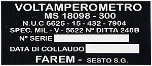 DECALQUE DO VOLTAMPERÍMETRO PN MS18098-300