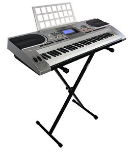 Teclado Musical Arranjador 61 Teclas HK-935 Midi - Profissional Sensitive - USB -  Visor Lcd + Fonte Bivolt + Suporte Partitura + Suporte Pedestal