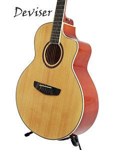 Violão Aço Deviser Cutway Folk L-X4 NT - Tampo Sólido c/ Capa Bag + Captador Equalizador Deviser EQ-KLT-17A