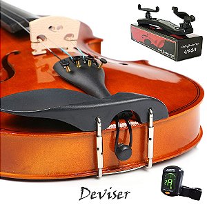 Kit Violino Deviser 4/4 NT Bright com Estojo térmico, Arco, Breu, Espaleira e Afinador! Completo!