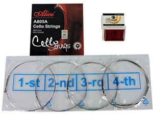 Encordoamento p/ Violoncelo 4/4 - Alice Cello Strings A805A + Breu Rosin 602