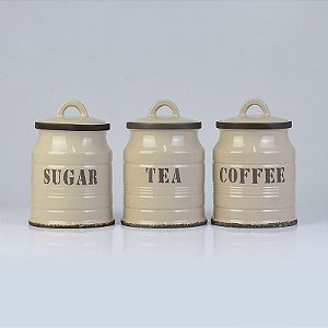 Jg c/3 Potes Sugar, Tea, Coffee 17 cm YV-23