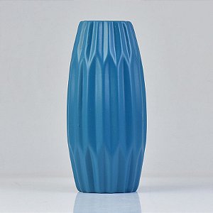 Vaso Azul Com Textura de Dobra em Cerâmica XJ-47 E