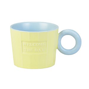 Caneca Welcome The Day Amarelo em Cerâmica 300ml TD-56 D