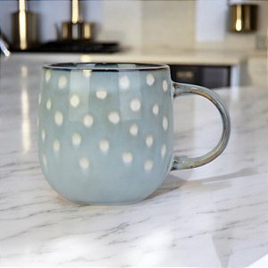 Caneca Round Cinza Pingos em Cerâmica 400 ml TD-96 A
