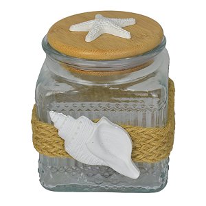 Pote Canelado Pequeno Quadrado em Vidro TE-91