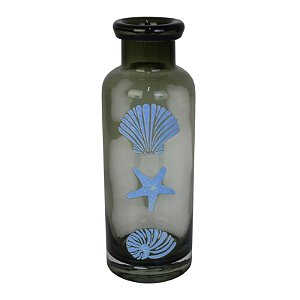 Vaso Garrafa Transparente Preto em Vidro TF-10