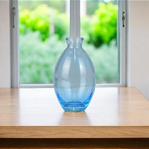 Vaso Oval Fumê Azul em Vidro TB-31 C