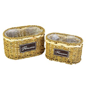 Jogo com 2 Vasos Flowers Marrom TC-70