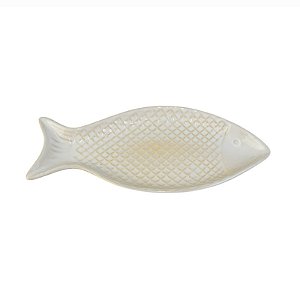 Enfeite de Mesa Peixe M Branco em Cerâmica XO-01A