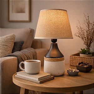 Abajur De Ceramica Detalhe Em Sisal TK-31