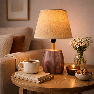 Abajur De Ceramica Efeito Pedra Marrom TK-32