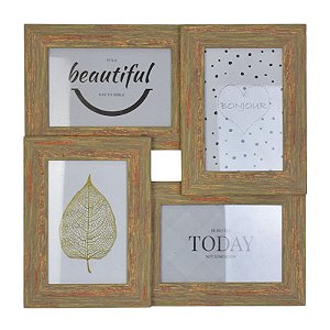 Porta Retrato Plastico Quatro Molduras Marrom TK-76A