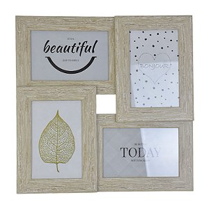 Porta Retrato Plastico Quatro Molduras Bege TK-76B