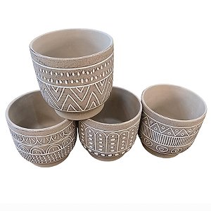 Vasos Em Ceramica Relevo Geometrico Diversos M TK-83